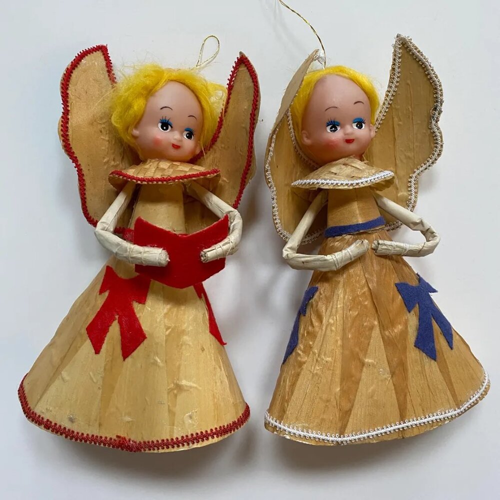 Christmas Angel Tree Topper Ornaments Cute Blonde 70s Xmas Holiday Decor